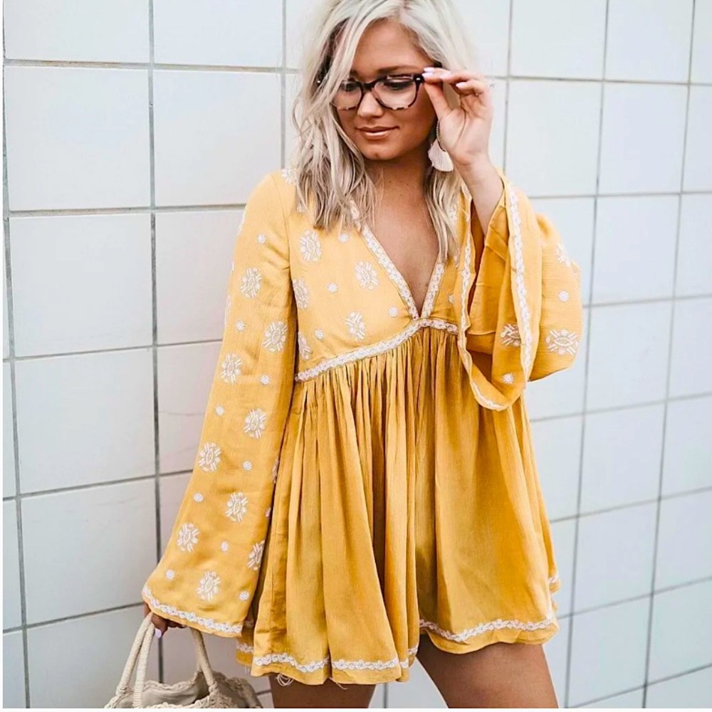 Vici Yellow Flowy Boho Top